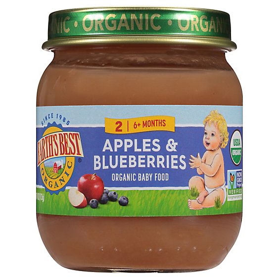 Earths Best Strained Apples & Blubry Orgnc - 4 OZ