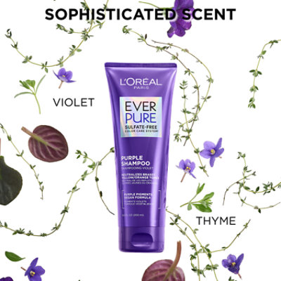 L'Oreal Paris Sulfate Free Purple Shampoo Toning Blonde Bleached Hair EverPure - 6.8 Fl. Oz. - Image 4