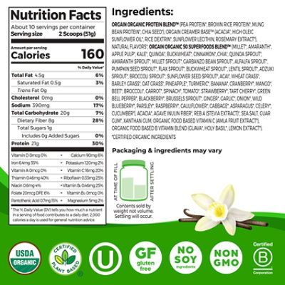 Orgain Organic Protein & Superfoods Powder Plant Based Protein Powder - 17.92 OZ - Image 3