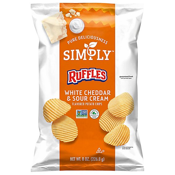 Ruffles Simply Potato Chips White Cheddar & Sour Cream - 8 OZ