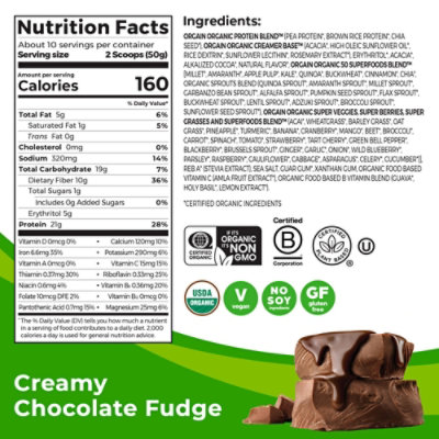 Orgain Organic Protein Superfoods Powder Plant Based Creamy Chocolate - 17.92 OZ - Image 3