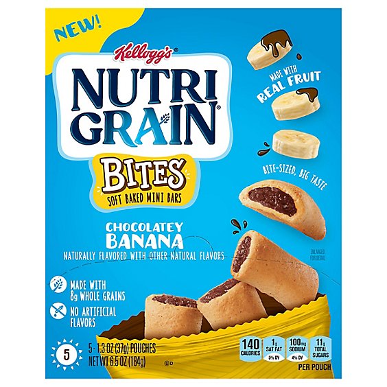 Nutri-Grain Mini Chocolatey Banana Whole Grains Breakfast Bars 5 Count - 6.5 Oz