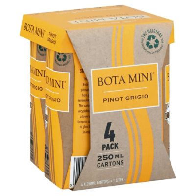 Bota Mini Pinot Grigio Tetra Wine - 4-250 Ml - Image 1