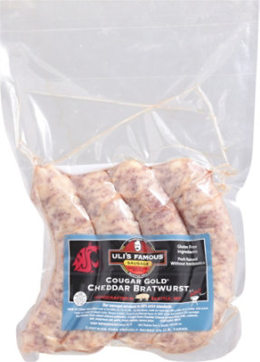 Ulis Famous Cougar Gold Cheddar Bratwurst - 16 OZ - Image 2