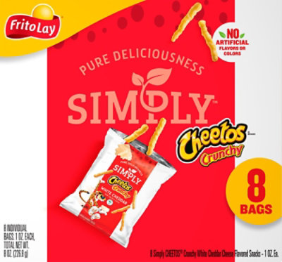 Cheetos Simply Crunchy Cheese Flavored Snacks White Cheddar 1 Oz 8 Count - 8-1 OZ - Image 6