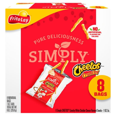 Cheetos Simply Crunchy Cheese Flavored Snacks White Cheddar 1 Oz 8 Count - 8-1 OZ