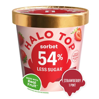 Halo Top Strawberry Fruit Sorbet Summer Frozen Dessert 16 Fl. Oz