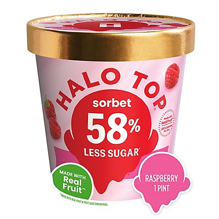Halo Top Raspberry Fruit Sorbet Summer Frozen Dessert - 16 Fl. Oz. - Image 1