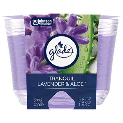 Glade Tranquil Lavender And Aloe Infused With Essential Oils 3 Wick Candle Freshener - 6.8 Oz