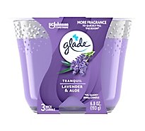 Glade Tranquil Lavender And Aloe Infused With Essential Oils 3 Wick Candle Freshener - 6.8 Oz