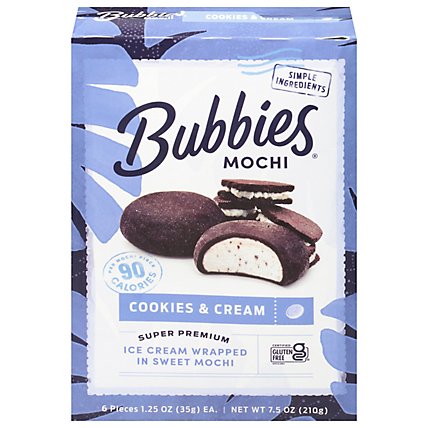 Bubbies Mochi Ice Cream Cookies & Cream - 6 CT - Image 3