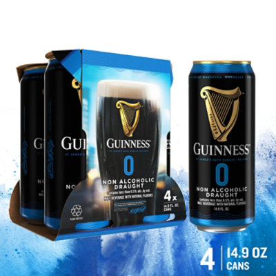 Guinness Draught Non Alcoholic Stout Beer 0.05% ABV Cans - 4-14.9 Oz