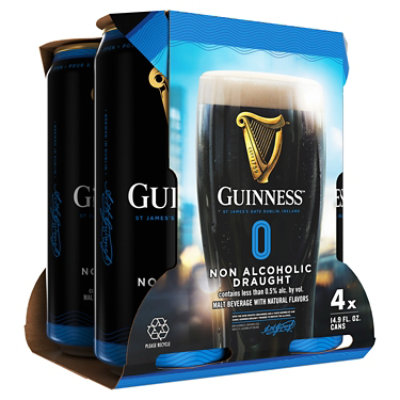 Guinness Draught Non Alcoholic Stout Beer 0.05% ABV Cans - 4-14.9 Oz - Image 1