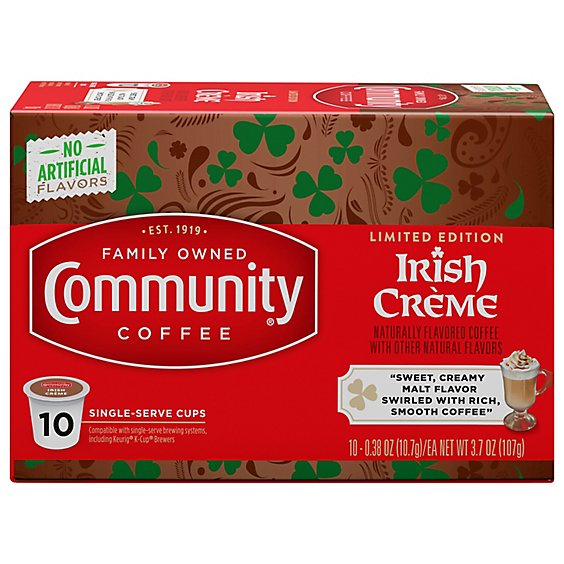 Community Coffee Irish Creme Medium Roast 10 Ct Box - 3.7 OZ