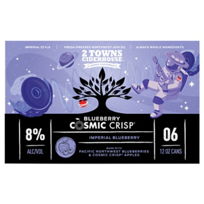 2 Towns Blueberry Cosmic Crisp Hard Cider In Cans - 6-12 FZ - Image 4