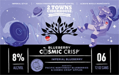 2 Towns Blueberry Cosmic Crisp Hard Cider In Cans - 6-12 FZ - Image 2
