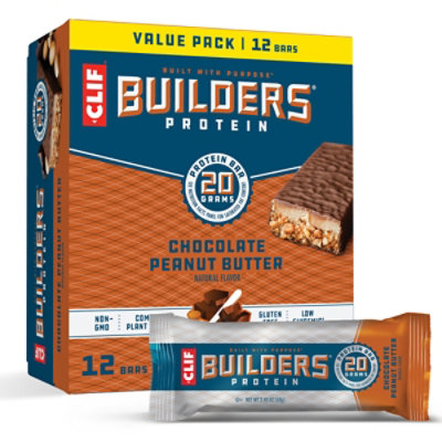 CLIF Builders Chocolate Peanut Butter Flavor Protein Bars - 12-2.4 Oz