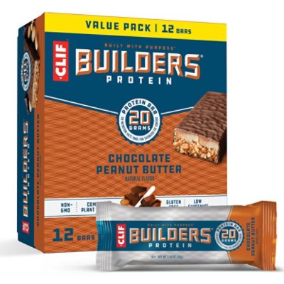 CLIF Builders Chocolate Peanut Butter Flavor Protein Bars - 12-2.4 Oz - Image 1