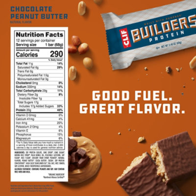 CLIF Builders Chocolate Peanut Butter Flavor Protein Bars - 12-2.4 Oz - Image 4