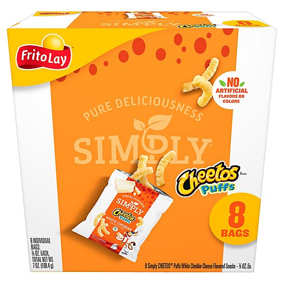 Cheetos Simply Cheese Flavored Snacks White Cheddar Puffs - 7 OZ