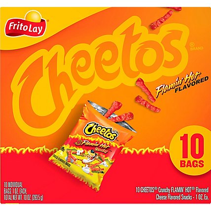 Cheetos Crunchy Cheese Flavored Snacks Flamin' Hot 1 Ounce 10 Count - 10 OZ - Image 6