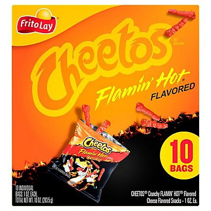Cheetos Crunchy Cheese Flavored Snacks Flamin' Hot 1 Ounce 10 Count - 10 OZ - Image 2