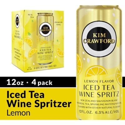 Kim Crawford Iced Tea Wine Spritz Lemon Flavor Sauvignon Blanc Sparkling Wine Cans - 4-355 Ml