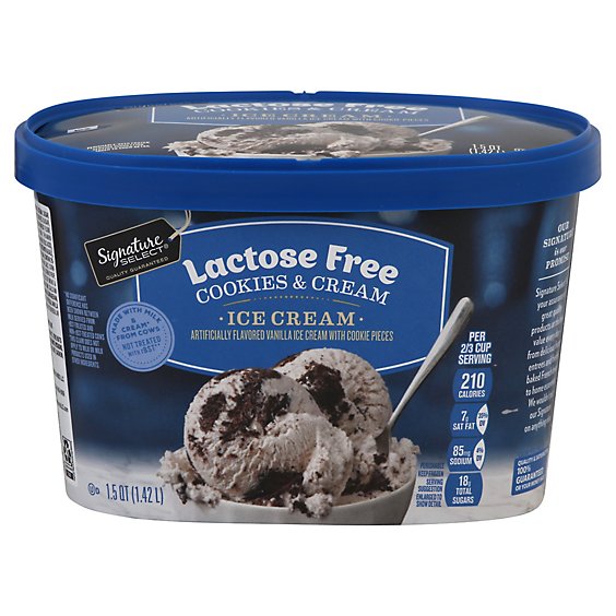 Signature Select Cookies & Cream Lactose Free Ice Cream - 1.5 QT