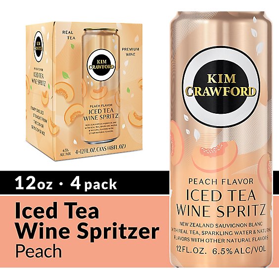 Kim Crawford Iced Tea Wine Spritz Peach Flavor Sauvignon Blanc Sparkling Wine Cans - 4-355 Ml
