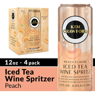 Kim Crawford Iced Tea Wine Spritz Peach Flavor Sauvignon Blanc Sparkling Wine Cans - 4-355 Ml