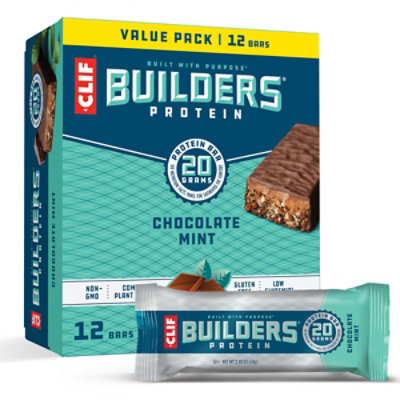 CLIF Builders Chocolate Mint Flavor Protein Bars - 12-2.4 Oz - Image 1