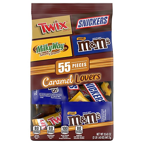 Snickers M&M'S Caramel TWIX & Milky Way Caramel Lovers Variety Pack Chocolate Candy - 33.43 Oz