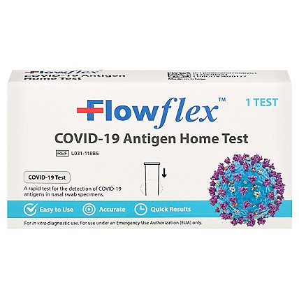 Flowflex COVID-19 Antigen Home Test 1 Count - Each - Image 1