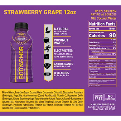 BODYARMOR SuperDrink Strawberry Grape Bottles - 8-12 Fl-Oz. - Image 2