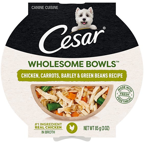 Cesar Wholesome Bowls Chicken Carrots Barley And Green Beans Recipe Adult Wet Dog Food - 3 Oz