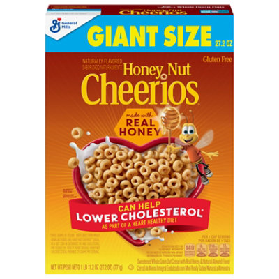 Honey Nut Cheerios Whole Grain Oats Gluten Free Breakfast Cereal Giant Size - 27.2 OZ - Image 3