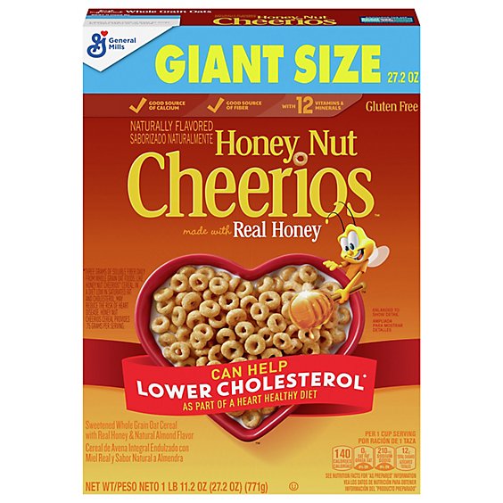Honey Nut Cheerios Whole Grain Oats Gluten Free Breakfast Cereal Giant Size - 27.2 OZ