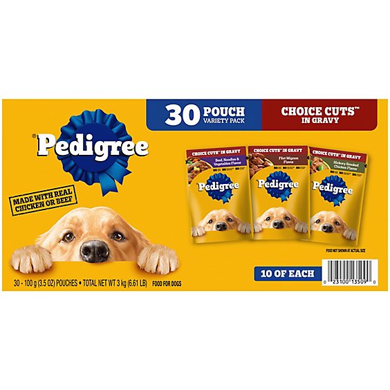 Pedigree Chicken/Filet Mignon/Beef Noodles Adult Soft Wet Dog Food Pouches 30 Count - 3.5 Oz