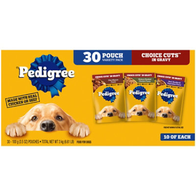 Pedigree Chicken/Filet Mignon/Beef Noodles Adult Soft Wet Dog Food Pouches 30 Count - 3.5 Oz - Image 1