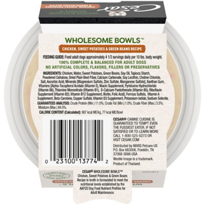 Cesar Wholesome Bowls Chicken Sweet Potatoes And Green Beans Recipe Adult Wet Dog Food - 3 Oz - Image 2
