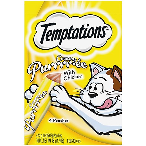 Temptations Creamy Puree Chicken Lickable Cat Treats Pouches - 1.7 Oz