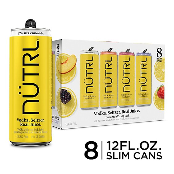 Nutrl Lemonade Variety Pack Vodka Seltzer In Cans - 8-12 Fl. Oz.