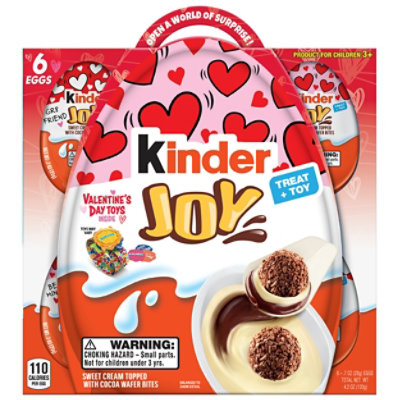Kinder Joy Valentine's Day Egg With Chocolatey Wafer Bites And Surprise Toy Inside - 6-0.7 Oz - Image 1