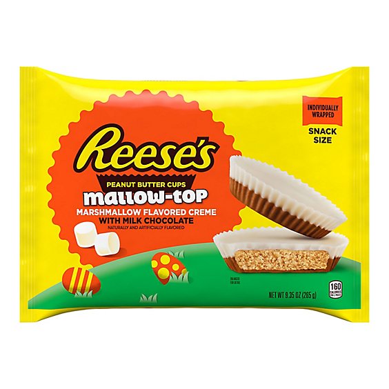 Reeses Mallow-Top Milk Chocolate Snack Size Peanut Butter Cups Easter Candy Bag - 9.35 Oz