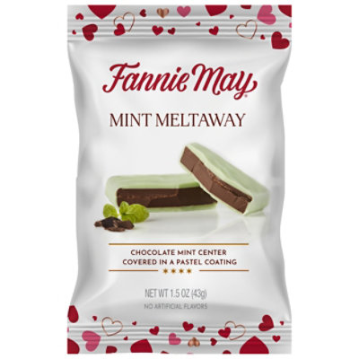 Fannie May Premium Milk Chocolate Candy Mint Meltaways Valentine's Day Single Serve Treat - 1.5 Oz - Image 1