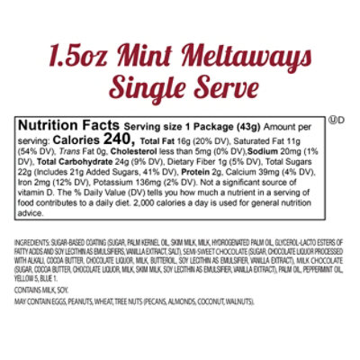 Fannie May Premium Milk Chocolate Candy Mint Meltaways Valentine's Day Single Serve Treat - 1.5 Oz - Image 3
