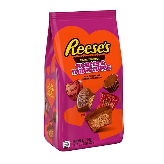 REESE'S Miniatures And Hearts Milk Chocolate Peanut Butter Candy Variety Bag - 23.75 Oz