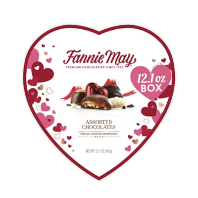 Fannie May Assorted Chocolates Valentine's Candy Heart Gift Box - 12.1 Oz - Image 1