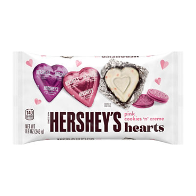 Hersheys Pink Cookies N Creme Hearts Valentines Day Candy Bag - 8.8 Oz