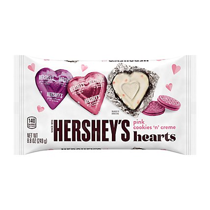 HERSHEY'S Pink Cookies N Creme Hearts Candy Bag - 8.8 Oz - Image 1